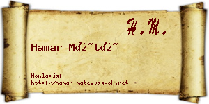 Hamar Máté névjegykártya